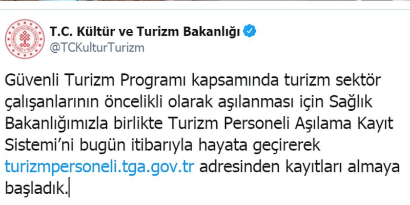 turizm çalışanları öncelikli aşılama